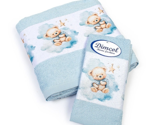 Πετσέτες Βρεφικές Cute Bear 301 (Σετ 2τμχ) Sky Blue DimCol Σετ Πετσέτες 70x140cm 100% Βαμβάκι