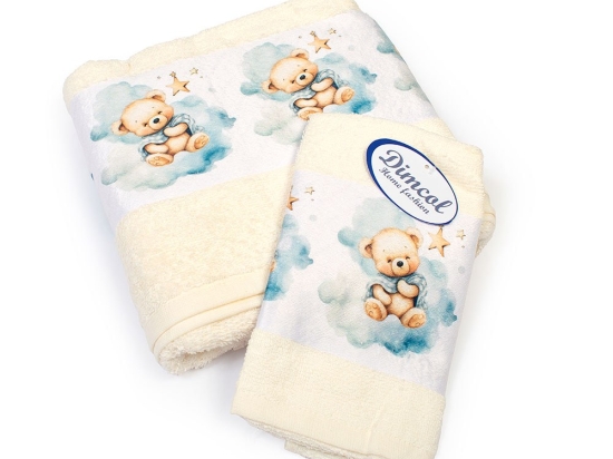 Πετσέτες Βρεφικές Cute Bear 303 (Σετ 2τμχ) Ecru DimCol Σετ Πετσέτες 70x140cm 100% Βαμβάκι