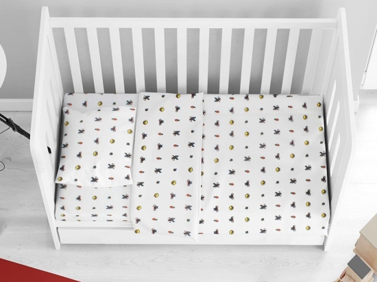 Σεντόνι Βρεφικό Looney Tunes 38 White DimCol Λίκνου 80x110cm 100% Βαμβακερή Φανέλα