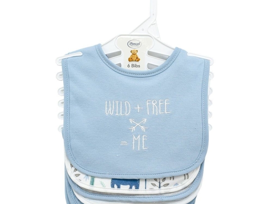 Σαλιάρες Wild 23 Interlock Με Επένδυση Terry Και Velcro (Σετ 6τμχ) 30x20 Sky Blue DimCol Βαμβάκι-Πολυέστερ