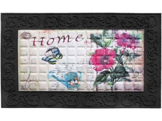 Πατάκι Εισόδου Venga 002 Home Flowers 45X75cm Black-Multi Sdim 45X75