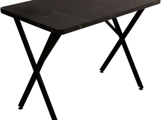 Τραπέζι Zeryin 321-000085 110x70x75cm Marble Effect Black Μελαμίνη,Μέταλλο
