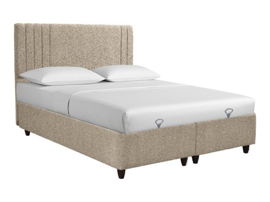 Κρεβάτι Lineo (Για Στρώμα 160x200cm) 322-000027 Με Αποθηκευτικό Χώρο 162x206x126cm Beige Διπλό