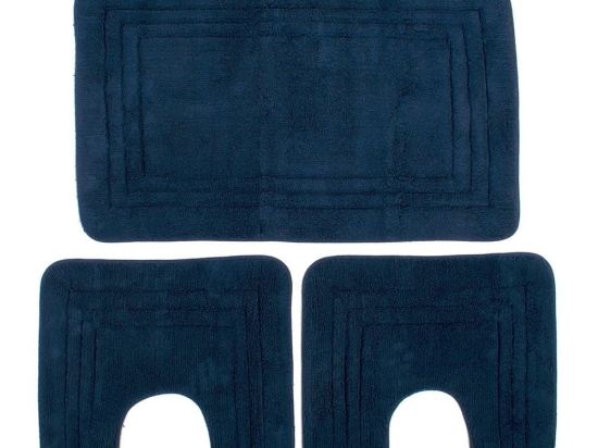 Πατάκια Μπάνιου Zucchi (Σετ 3τμχ) Navy Blue DimCol 55X90 100% Βαμβάκι