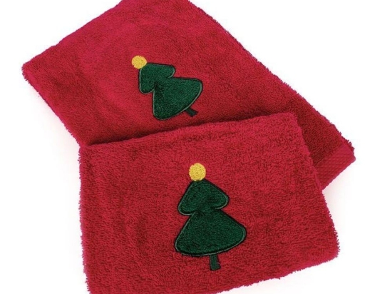 Πετσέτες Χριστουγεννιάτικες Christmas Tree (Σετ 2τμχ) Red DimCol Σετ Πετσέτες 50x90cm