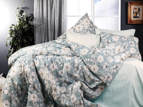 Σεντόνια Ήρα 425 (Σετ 4τμχ) White-Denim Blue DimCol Υπέρδιπλo 220x240cm Βαμβάκι-Πολυέστερ