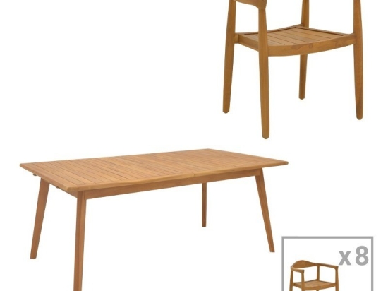 Τραπεζαρία Κήπου Ganny-Pino (Σετ 9Τμχ) 340-000041 Natural 9 Θέσεων