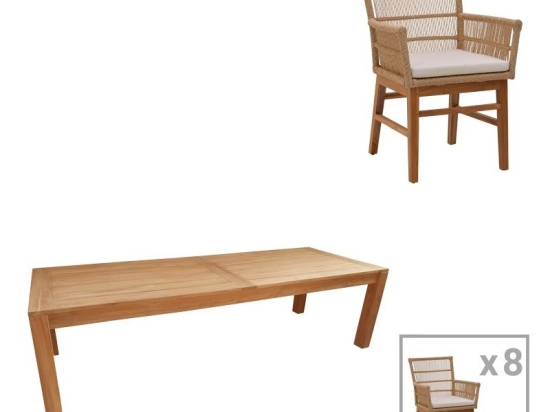Τραπεζαρία Κήπου Inca-Pablo 343-000056 (Σετ 9Τμχ) Natural-Beige 9 Θέσεων