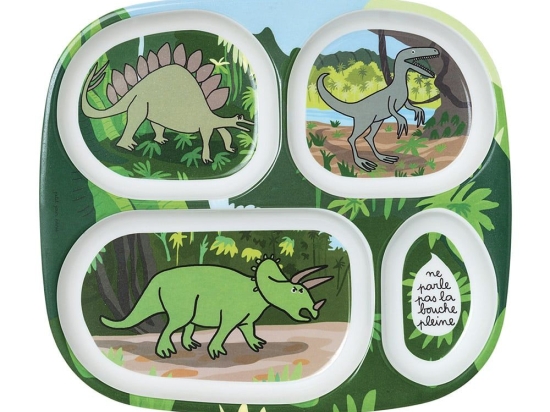 Δίσκος Φαγητού Παιδικός Με 4 Χωρίσματα Dinos 52-935/13 21x24 6m+ Green Petit Jour Paris 1 τμχ Μελαμίνη