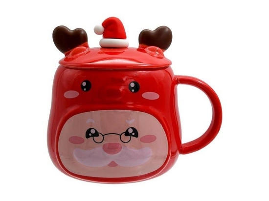 Κούπα Χριστουγεννιάτικη Mε Καπάκι Santa Deer 372-224-193 13x11cm Multi