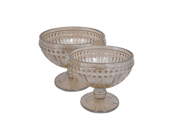Μπωλ Γυάλινο Μπωλ Παγωτού Stripe Σετ 6 Τμχ Beige 373-00-549 Γυαλί