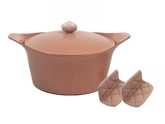 Κατσαρόλα Βαθιά Αντικολλητική Cocotte MJCPKROEN 24cm 4,5Lt Pink Cookut 24cm Αλουμίνιο