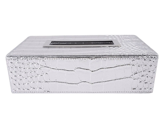 Κουτί Για Χαρτομάντηλα Croco 61378 Silver Τεχνόδερμα