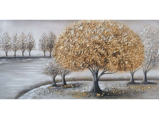 Πίνακας Καμβάς Δέντρο Στο Ποτάμι 15-00-94017 120x60cm Multi Marhome Οριζόντιοι Ξύλο, Καμβάς