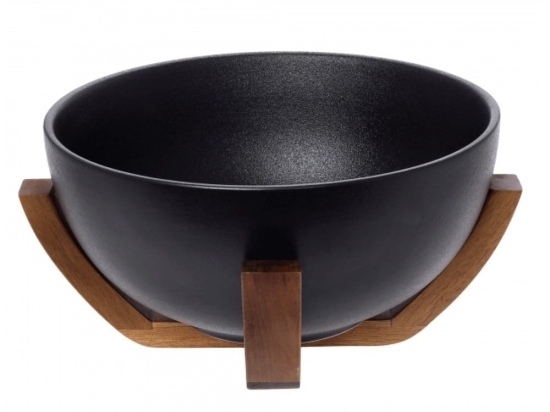 Σαλατιέρα Με Βάση 1455 65.000.211 28,5x12,5cm Black-Brown Cryspo Trio Large Κεραμικό,Ξύλο