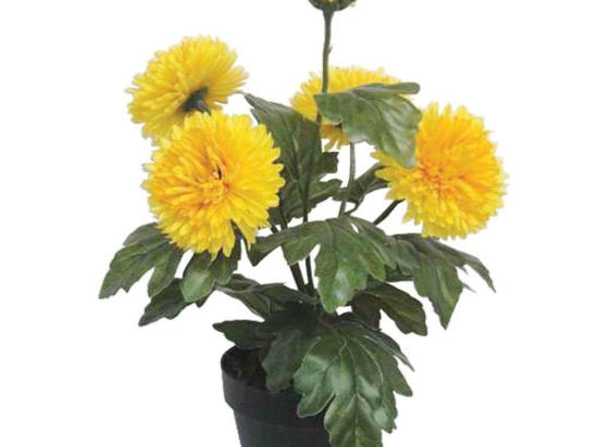 Τεχνητό Φυτό Χρυσάνθεμο Σε Κασπώ 04-00-24186-1 40cm Green-Yellow Marhome Συνθετικό Υλικό