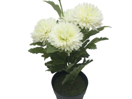 Τεχνητό Φυτό Χρυσάνθεμο Σε Κασπώ 04-00-24186-2 40cm Green-White Marhome Συνθετικό Υλικό