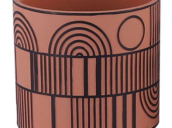 Κασπώ Ανάγλυφα Γραμμικά 06-00-24506 Φ17x16,5cm Terracotta-Black Marhome Κεραμικό
