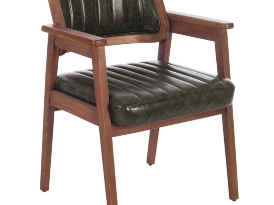 Πολυθρόνα Lazio 783-1500 60x60x83cm Walnut-Green Ξύλο,Τεχνόδερμα