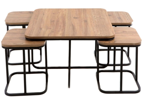 Τραπέζια Σαλονιού (Σετ 5Τμχ) 783-2540 140x65x80/75x65x80cm Oak