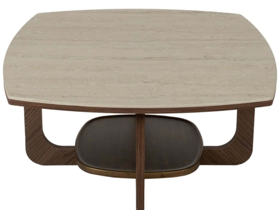 Τραπέζι Σαλονιού Stone 783-6407 90x90x42cm Brown-Travertine Beige