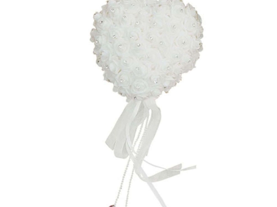Κρεμαστά Τριαντάφυλλα Καρδιά 00-00-7275-18 18cm White Marhome Ύφασμα