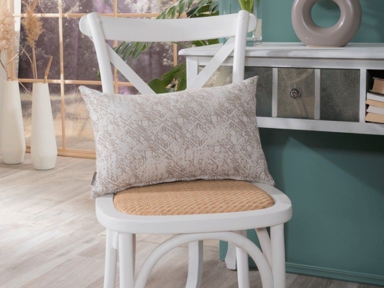 Μαξιλάρι Διακοσμητικό (Με Γέμιση) Felicia 02 Beige Teoran 30X50 Βαμβάκι-Πολυέστερ
