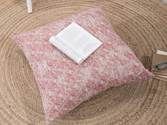 Μαξιλαροθήκη Διακοσμητική Δαπέδου Felicia 06 Pink Teoran 65Χ65 Βαμβάκι-Πολυέστερ