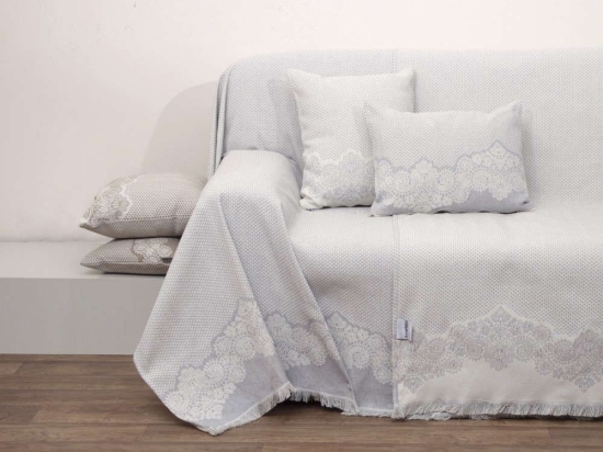 Ριχτάρι Ζακάρ Des.1561 Grey Anna Riska Διθέσιο 180x240cm 100% Βαμβάκι