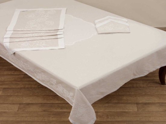 Τραπεζομάντηλο Ζακάρ Des.2410 3.Linen Anna Riska 165X260 165x260cm Βαμβάκι-Πολυέστερ