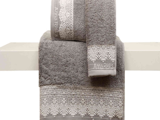 Πετσέτα Des. Karla 4.Grey Anna Riska Χεριών 30x50cm 100% Βαμβάκι