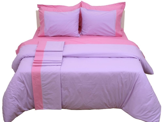 Παπλωματοθήκη Supreme Collection Με Φάσα Lilac-Fucshia Viopros Μονό 160x240cm 100% Βαμβάκι