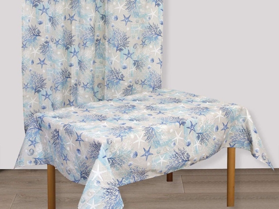 Τραπεζομάντηλο Σχ. Κοράλι Blue Viopros 140X240 Βαμβάκι-Πολυέστερ