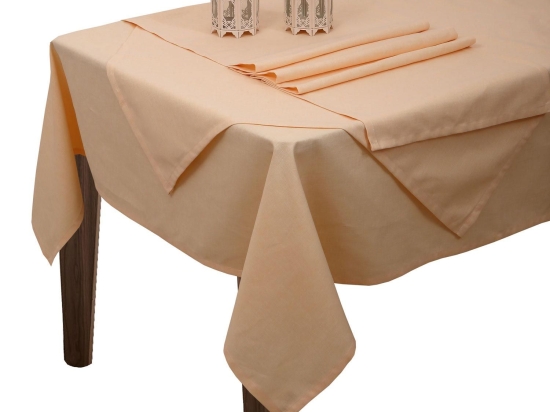 Τραπεζομάντηλο Σάρα-4 Beige Viopros 160X160 Λινό-Πολυέστερ
