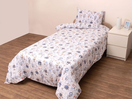 Σεντόνια Βρεφικά Ρομπότ (Σετ 2τμχ) Multi Viopros Λίκνου 80x100cm 100% Βαμβάκι