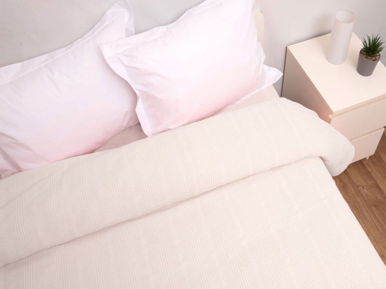 Κουβέρτα Πικέ Αλέξα Ecru Viopros Μονό 160x240cm 100% Βαμβάκι