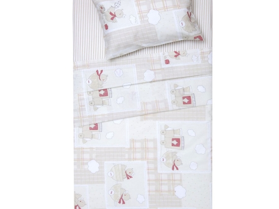Σεντόνια Βρεφικά Κρις (Σετ 3τμχ) Beige Viopros Κούνιας 120x160cm 100% Βαμβάκι