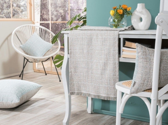 Τραβέρσα Noto 05 Blue Teoran 45X180 Βαμβάκι-Πολυέστερ