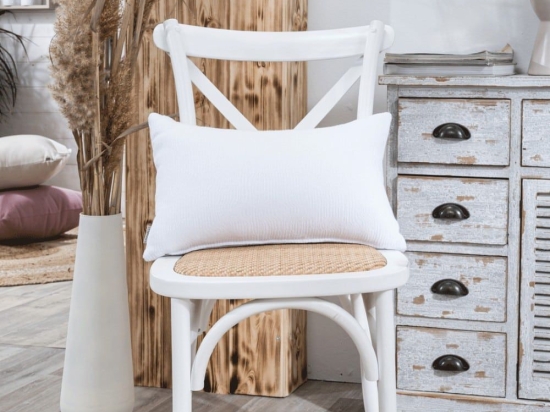 Μαξιλαροθήκη Διακοσμητική Anzio 00 White Teoran 30X50 Βαμβάκι-Πολυέστερ