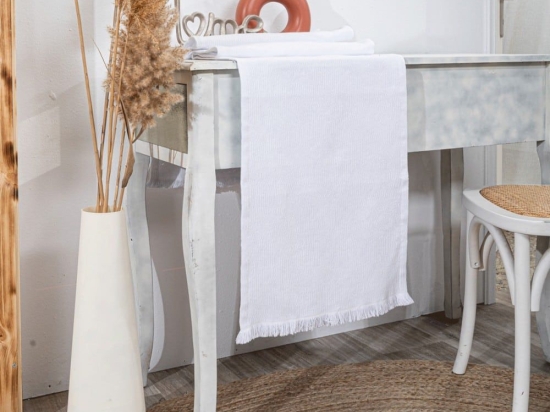 Τραβέρσα Anzio 00 White Teoran 45X180 Βαμβάκι-Πολυέστερ