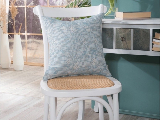 Μαξιλάρι Διακοσμητικό (Με Γέμιση) Anzio 08 Blue Teoran 43X43 Βαμβάκι-Πολυέστερ