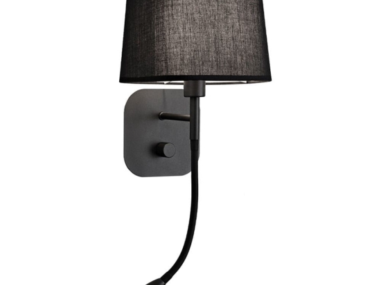 Φωτιστικό Τοίχου - Απλίκα Hendrix 4174601 E14 + LED 1xMax 40W LED 2W 101Lm 18x40cm Black Viokef