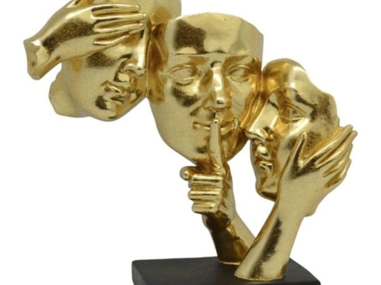 Διακοσμητική Φιγούρα Πρόσωπα 832651 21x9,8x21,5cm Black-Gold Ankor Πολυέστερ