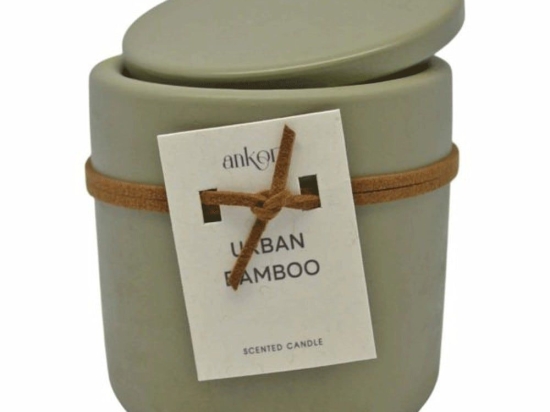 Αρωματικό Κερί Σε Δοχείο Urban Bamboo 833061 7,7x7,7x8cm Olive Ankor Τσιμέντο