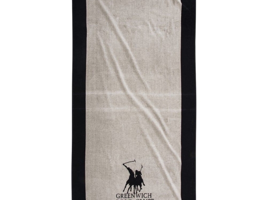 Πετσέτα Θαλάσσης 3858 Ecru-Black Greenwich Polo Club Θαλάσσης 90x180cm 100% Βαμβάκι