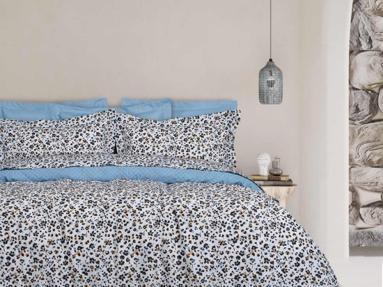 Σεντόνια 9622 Happy (Σετ 3τμχ) Ecru-Black-Blue Das Home Μονό 170x260cm 100% Βαμβάκι