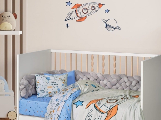 Κουβέρτα Βρεφική Fleece 4912 Blue-Grey-Orange Das Home Κούνιας 110x150cm Πολυέστερ