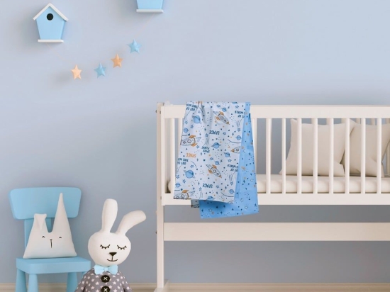 Σεντόνια Βρεφικά 4912 (Σετ 2τμχ) Blue-Grey-Orange Das Home Λίκνου 70x120cm 100% Βαμβάκι