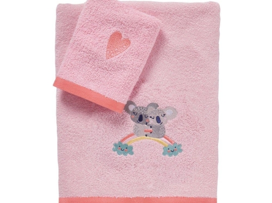 Πετσέτες Βρεφικές Κεντητές 4934 (Σετ 2τμχ) Pink Das Home Σετ Πετσέτες 70x140cm 100% Βαμβάκι