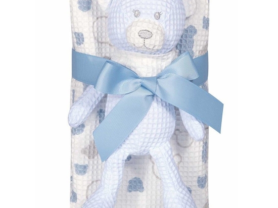 Κουβέρτα Βρεφική Με Παιχνίδι 8854 White-Blue Greenwich Polo Club Αγκαλιάς 75x100cm 100% Βαμβάκι